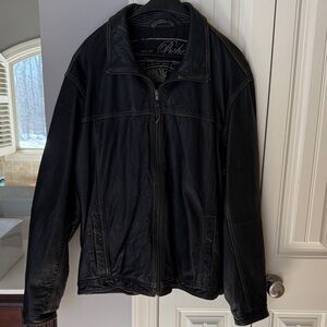 Tommy Bahama Black vintage distressed Leather Jacket